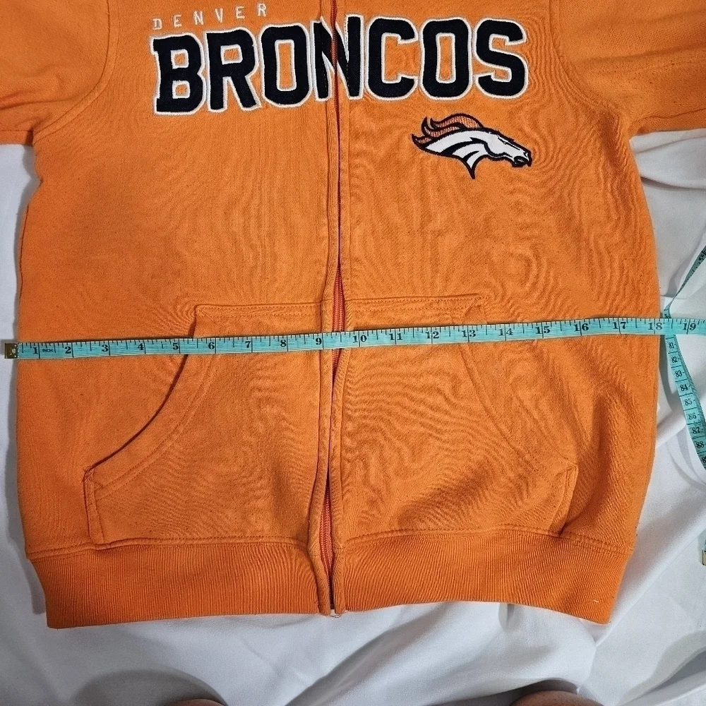 Team Apparel Denver Broncos orange youth sweater front Zipper and pockets